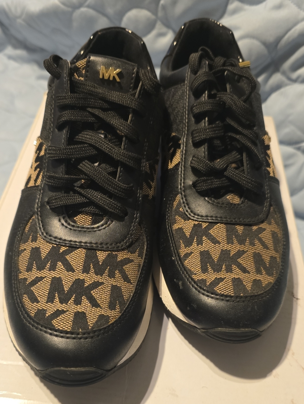 Michael Kors Kids Black & Brown MK Logo Sneakers with Gold Accents